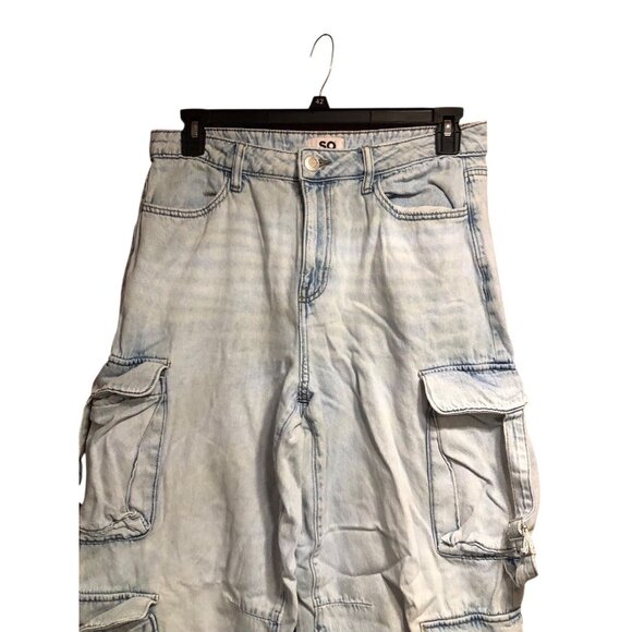 Light Blue Grunge Baggy Multi Pocket Oversize Hardware Carpenter Jeans Sz 15/32W - Picture 3 of 16